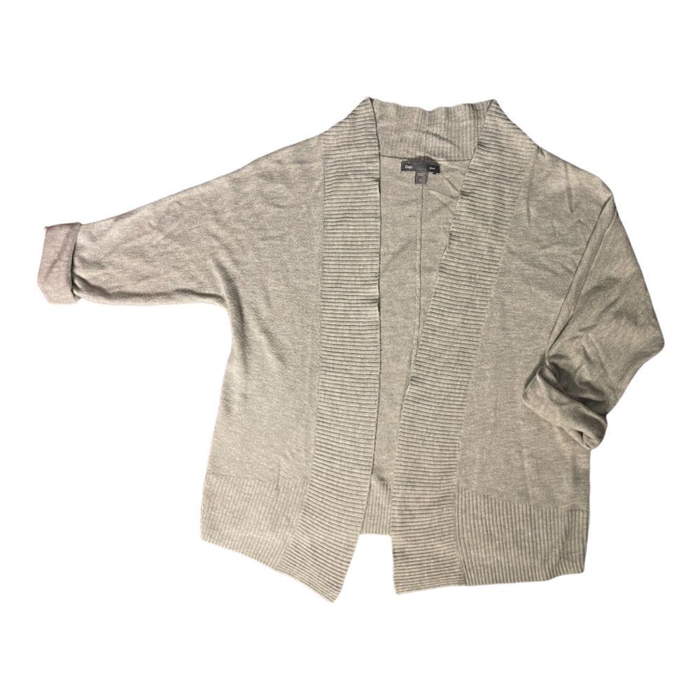 GAP Open Front Cardigan with Roll Snap‎ Sleeves Gray S